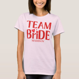 Retro Team Bride Bachelorette Red Pink T Shirt