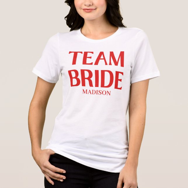 Retro Team Brud Sjungbrud Röd Rosa T Shirt (Framsida)