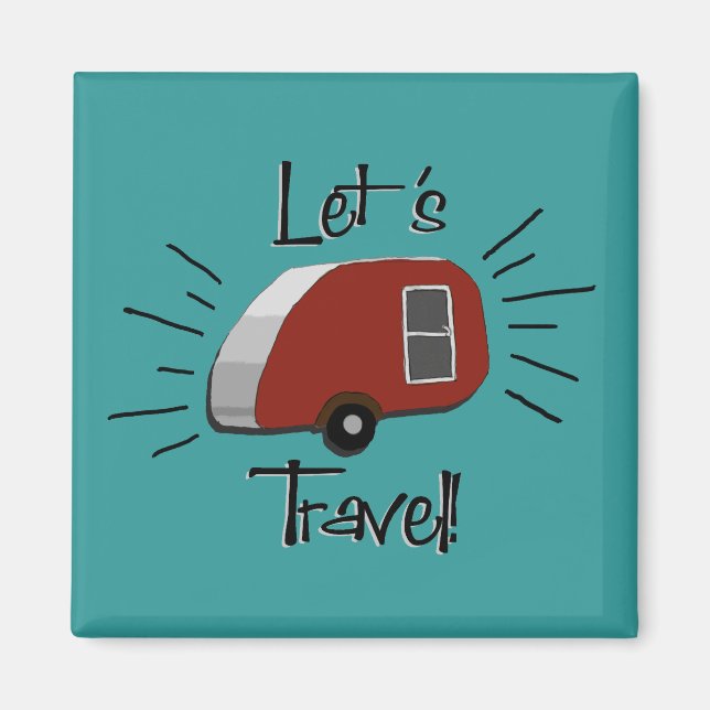 Retro TearDrop Camper Magnet (Framsidan)