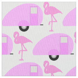 Retro TearDrop Camper Rosa Flamingo Tyg