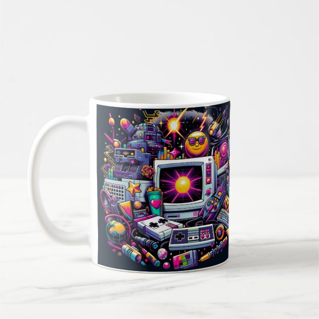 Retro Tech Playground: A Nostalgic 90s Odyssey Kaffemugg (Vänster)
