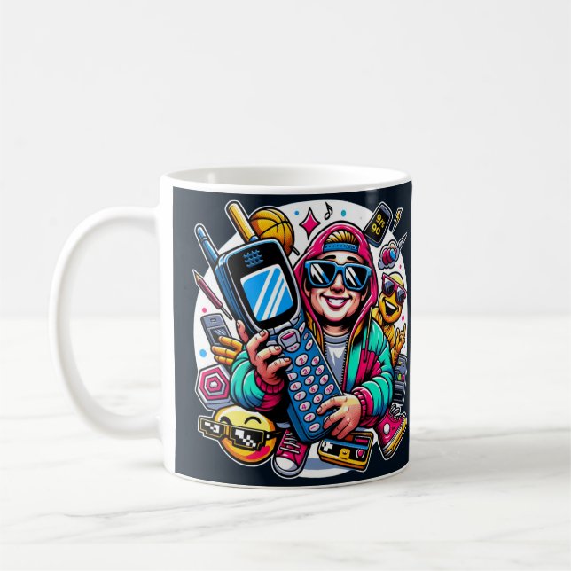 Retro Tech Playground: A Nostalgic 90s Odyssey Kaffemugg (Vänster)
