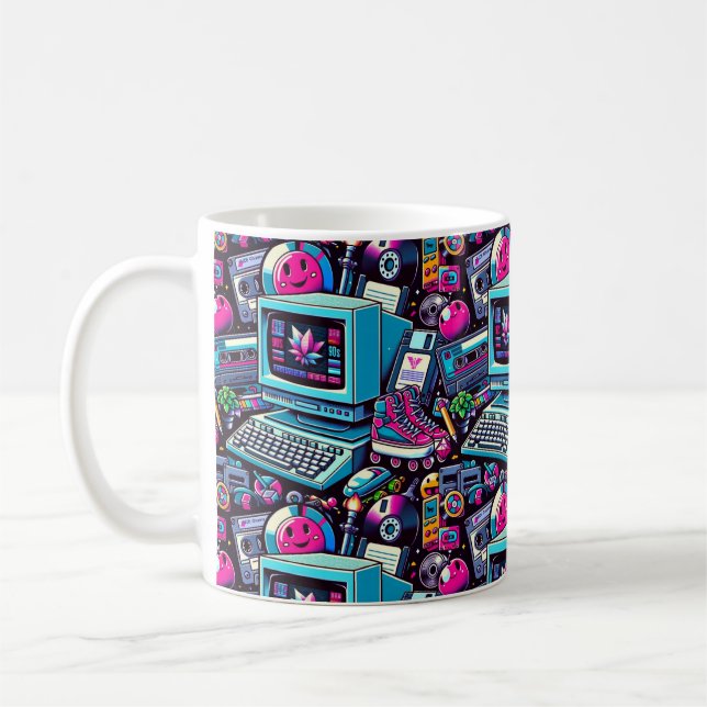 Retro Tech Playground: A Nostalgic 90s Odyssey Kaffemugg (Vänster)
