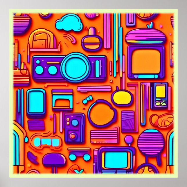 Retro Tech Pop: Nostalgic Gadget Collage Poster (Framsidan)