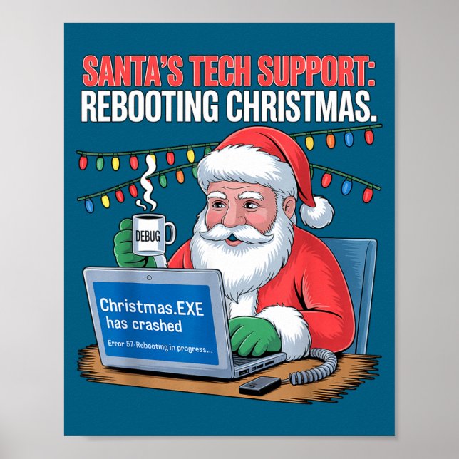 Retro Tech Support s Santa Rebooting Poster (Framsidan)