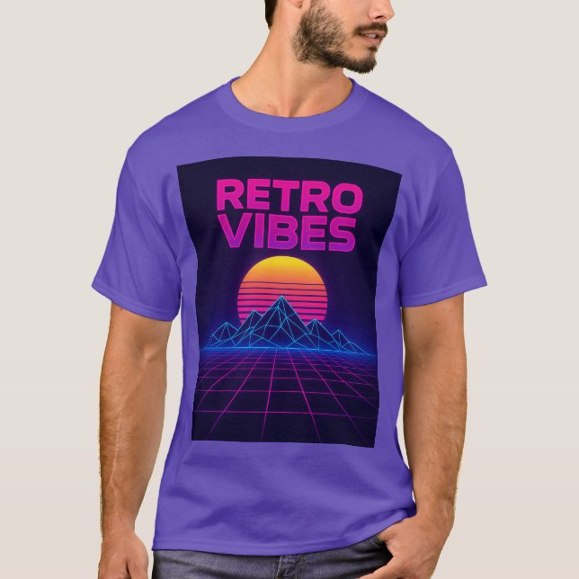 Retro Tech Vibes Neon Synthwave Design T-Shirt (Framsida)