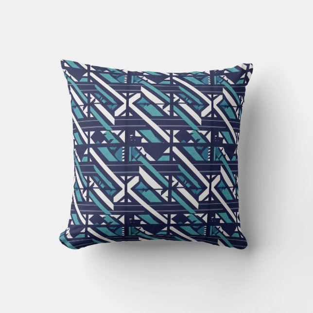 Retro Techno Stripes – Abstract Geometric Digital  Kudde (Framsida)