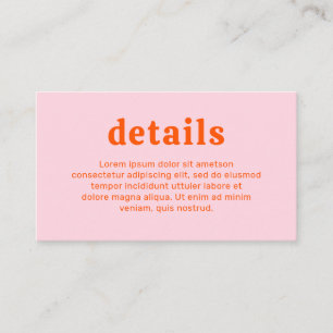 Retro-teckensnitt Orange och Rosa Modern Bröllop Tilläggskort
