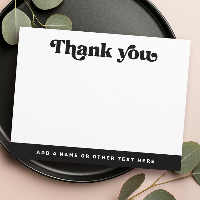 Retro-teckensnitt svart vitt valfritt färg-tomt ta anteckningskort (Retro font black white any color blank thank you note card)