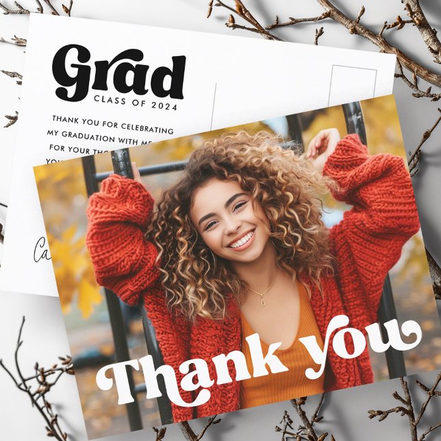 Retro-teckensnittsfotot fullt student studenten vykort (Retro font full photo graduate graduation postcard)