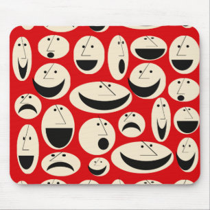 Retro Tecknad Ansikte Mönster Mousepad Musmatta