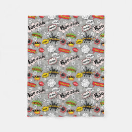 Retro Tecknad Bok Action Ord Fleecefilt