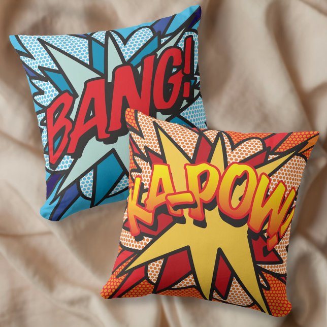 Retro Tecknad Bok Pop Art BANG KA-POW Kudde (Skapare uppladdad)