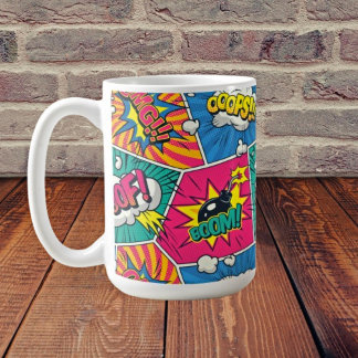 Retro Tecknad Bok - Popup Art Kaffemugg