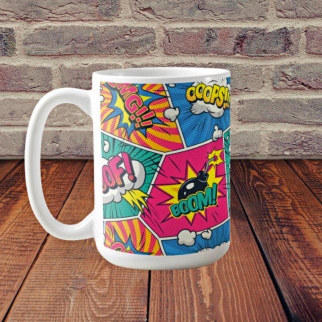 Retro Tecknad Bok - Popup Art Kaffemugg (Skapare uppladdad)