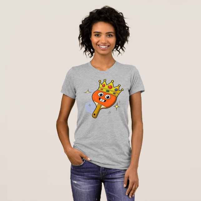 Retro Tecknad Bordtennis Paddle Dam T-shirt (Hel framsida)