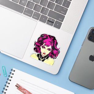 Retro Tecknad Charm - Bright Pop Art Girl Klistermärken