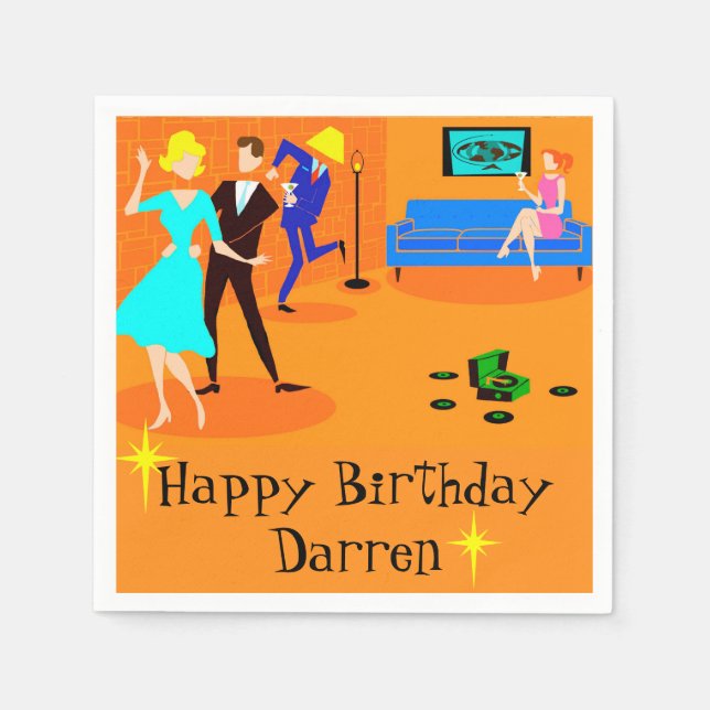 Retro Tecknad Cocktail Party engångserkapslar Pappersservett (Framsidan)