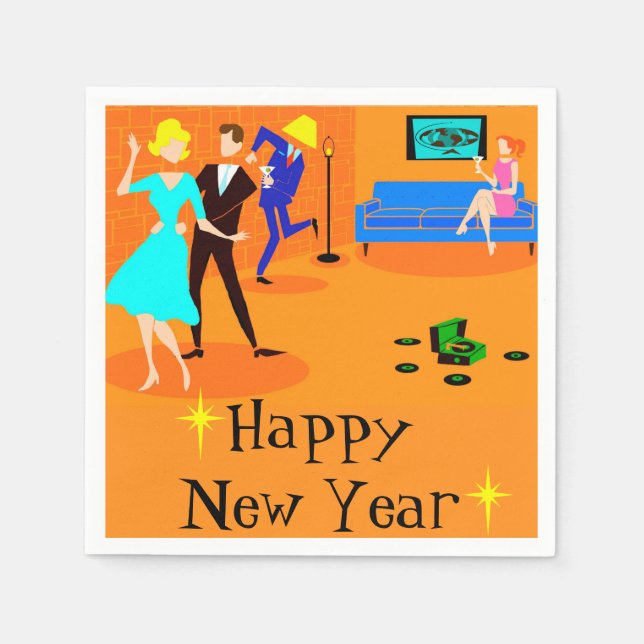 Retro Tecknad Cocktail Party engångserkapslar Pappersservett (Framsidan)