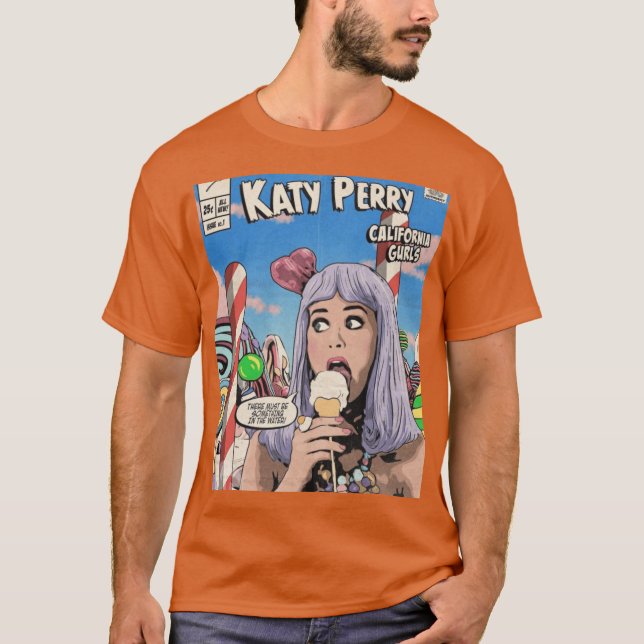 Retro Tecknad Cover Katy Perry Music Artwork ceesi T Shirt (Framsida)