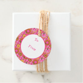 Retro Tecknad Donuts och sötsaker Gåvor Etiketter