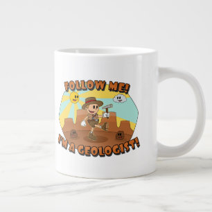 Retro Tecknad - följ mig! Jag är geolog! Jumbo Mugg