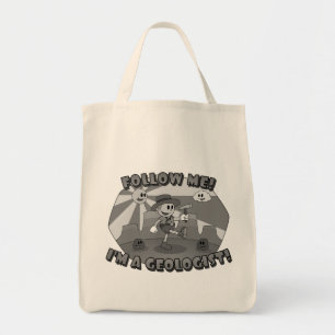Retro Tecknad - följ mig! Jag är geolog! Tygkasse