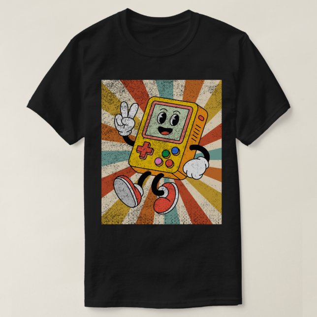 Retro tecknad handhållen spelkonsol t shirt (Design framsida)