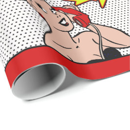Retro Tecknad Kvinna på Mobila Grattis på födelsed Presentpapper