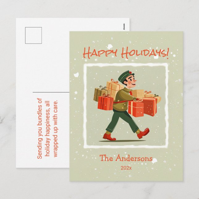 Retro Tecknad Postman-vykort Helg Vykort (Fram/baksida)