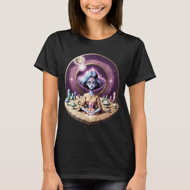 Retro Tecknad Psychedelic Spirit Art T Shirt (Framsida)