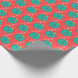 Retro tecknad Red jul boll leende Presentpapper