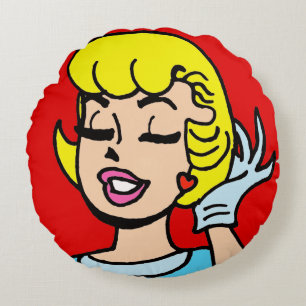 Retro-Tecknad - remsans bladrunda Rund Kudde