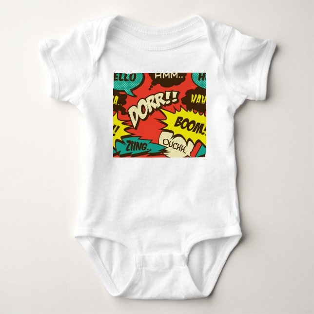 Retro Tecknad Shout: Sömlöst Mönster. T Shirt (Framsida)