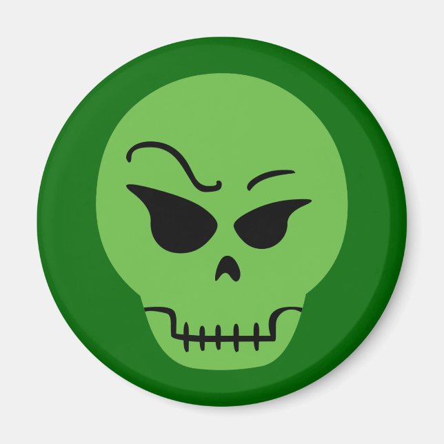 Retro Tecknad Skull Magnet (Framsidan)