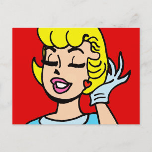 Retro Tecknad Strip Beauty-vykort Vykort