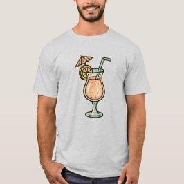 Retro Tecknad Tropical Drink Art T Shirt