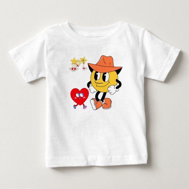 Retro tecknade karaktärer: Cowboy Smiley, Gående  T Shirt (Framsida)