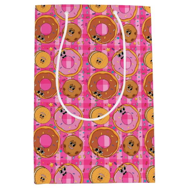 Retro tecknade mönster donuts och gods (Framsidan)