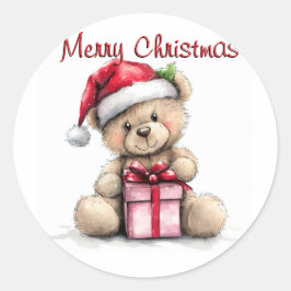 Retro Teddy Beer God jul Classic Round Runt Klistermärke