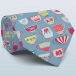 Retro Tekopp Mönster Blue Slips<br><div class="desc">Ett modernt intag av antika och vintage china av ben eller porslinte kopp på en tealblått bakgrund. Sätt på ketteln!</div>