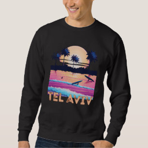 Retro Tel Aviv Israel Souvenir Surf Lång Ärmad Tröja
