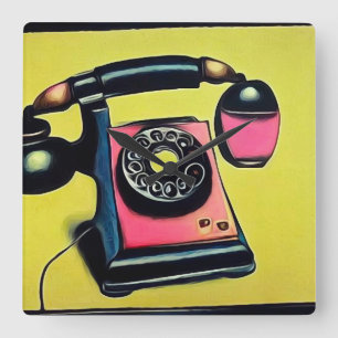 Retro-telefon för konsthandrealt 6 fyrkantig klocka