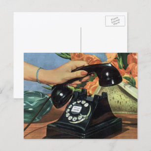 Retro telefon med roterande urtavla, Vintage Busin Vykort