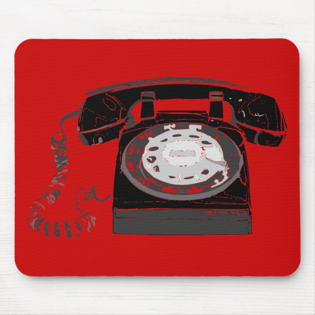 Retro telefon på röda Mousepad Musmatta (Framsidan)