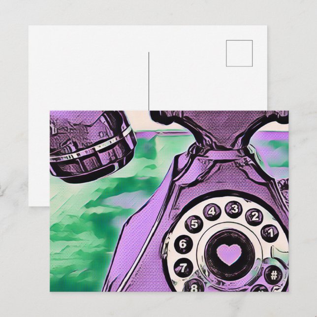 Retro-telefonnummer för popup-konst vykort (Fram/baksida)