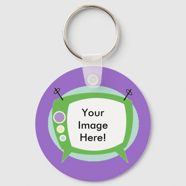 Retro Television ~ Lägg till foto!! Nyckelring (Framsida)