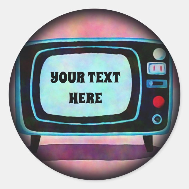 Retro Television Runt Klistermärke (Framsida)