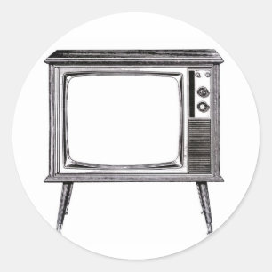 Retro Television Sticker Runt Klistermärke