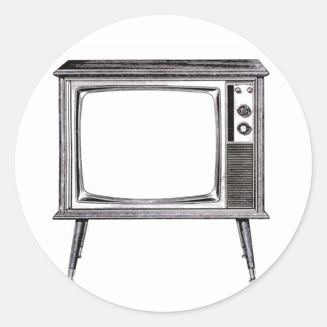 Retro Television Sticker Runt Klistermärke (Framsida)